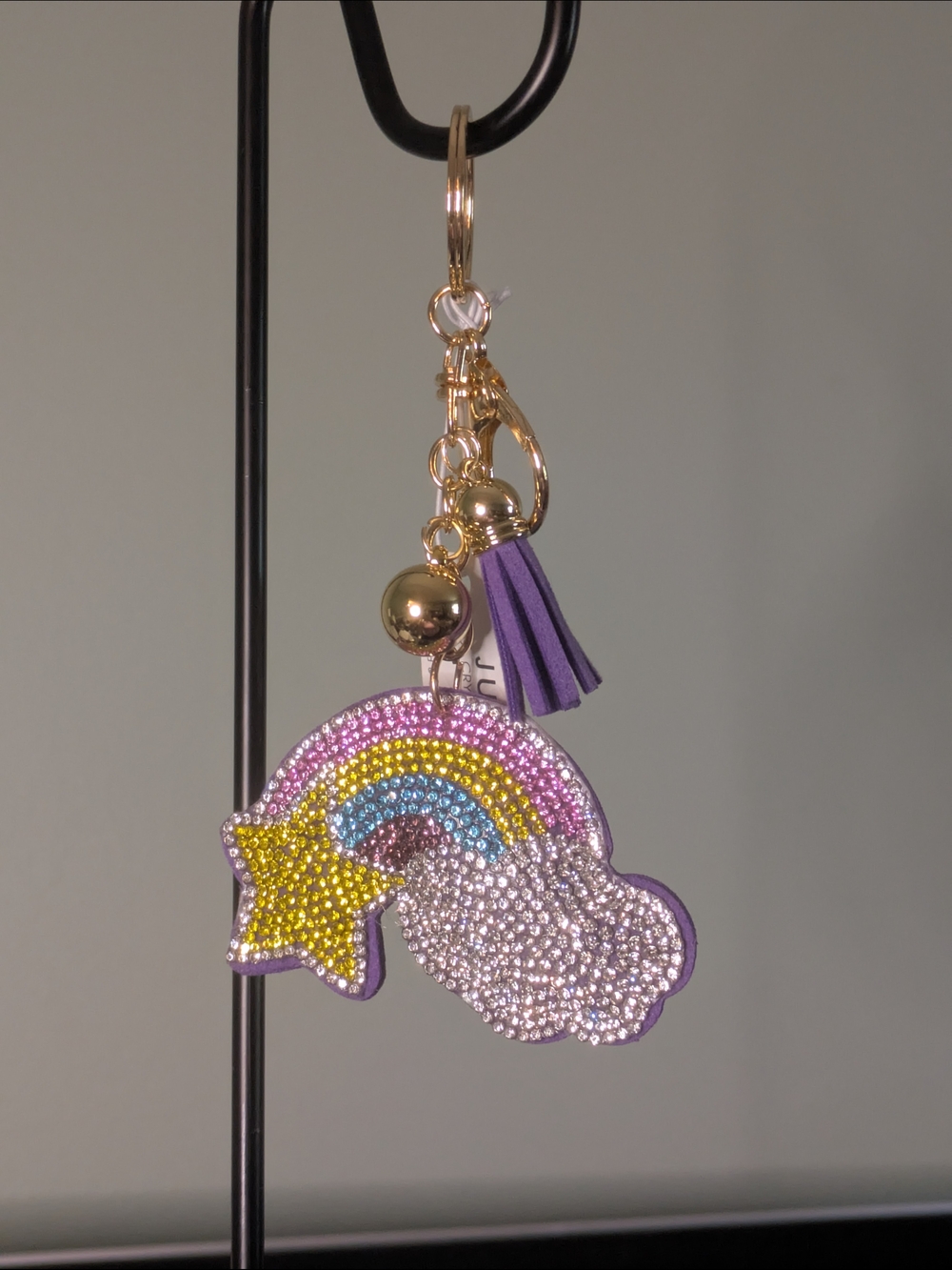 Sparkle Rainbow & Star Tassel Keychain